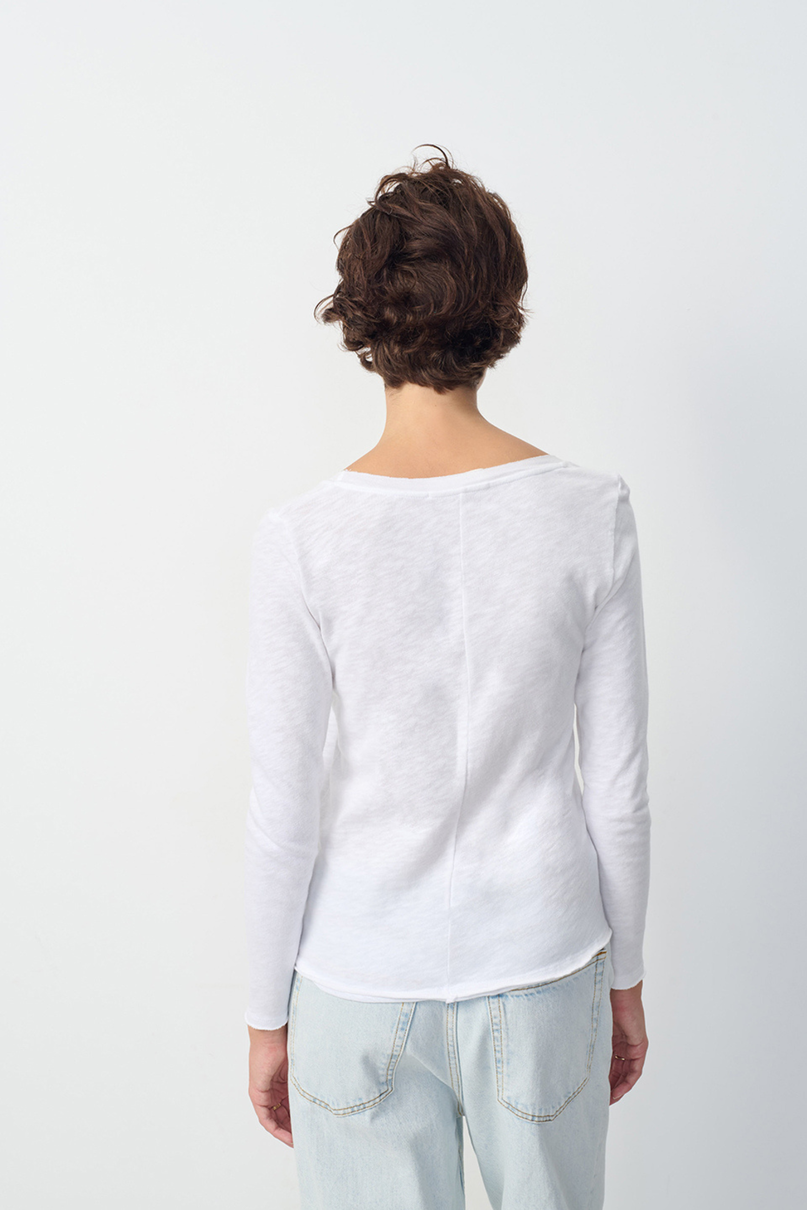 Sonoma L/S Tee V Neck - White