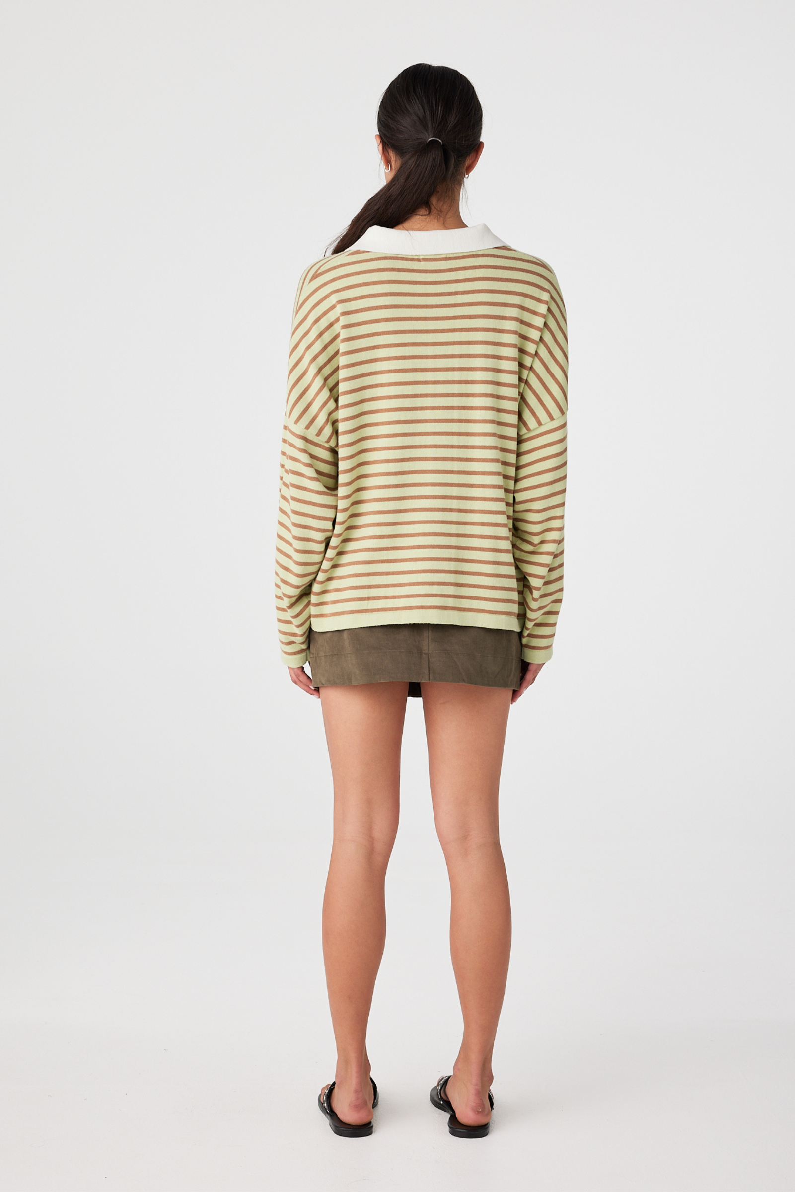 Rayne Knit Jersey - Celery/Pecan Stripe