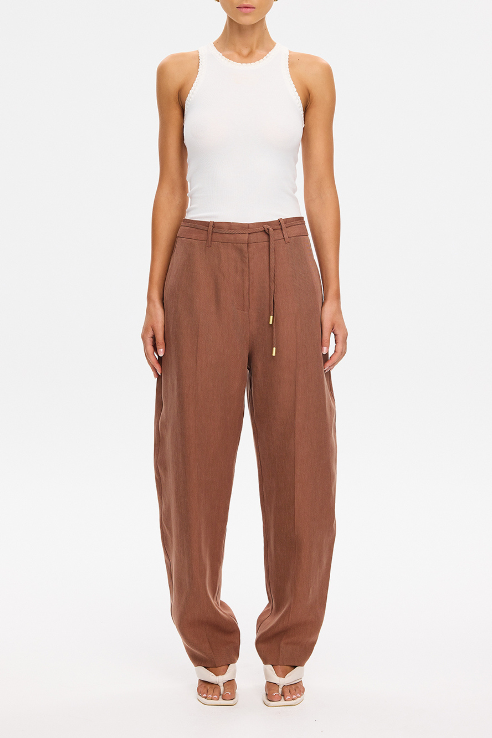 Cass Barrel Leg Pants - Chocolate