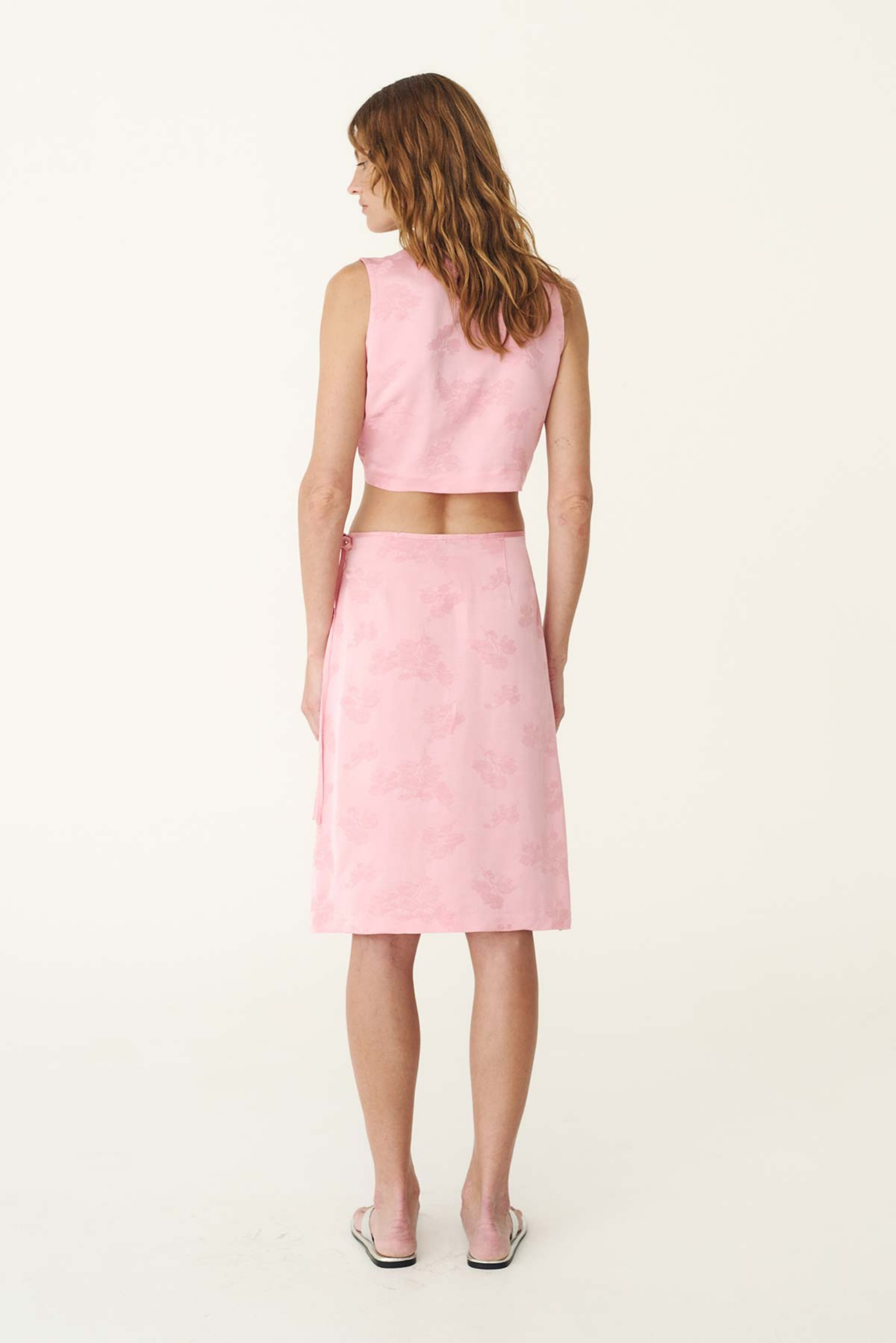 Carla Jacquard Midi Skirt - Petal Pink