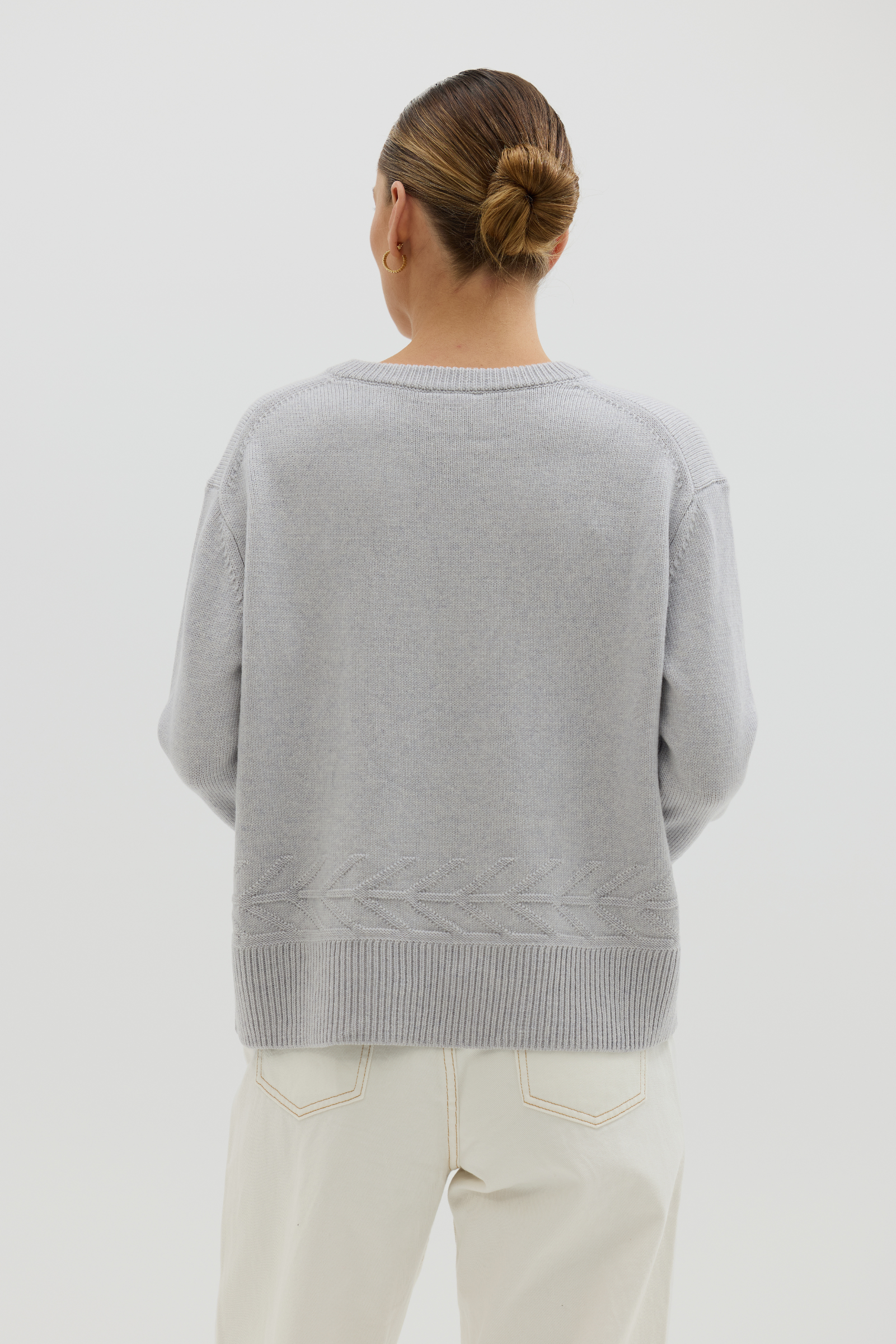 Chunky V Neck Sweater - Dove Grey