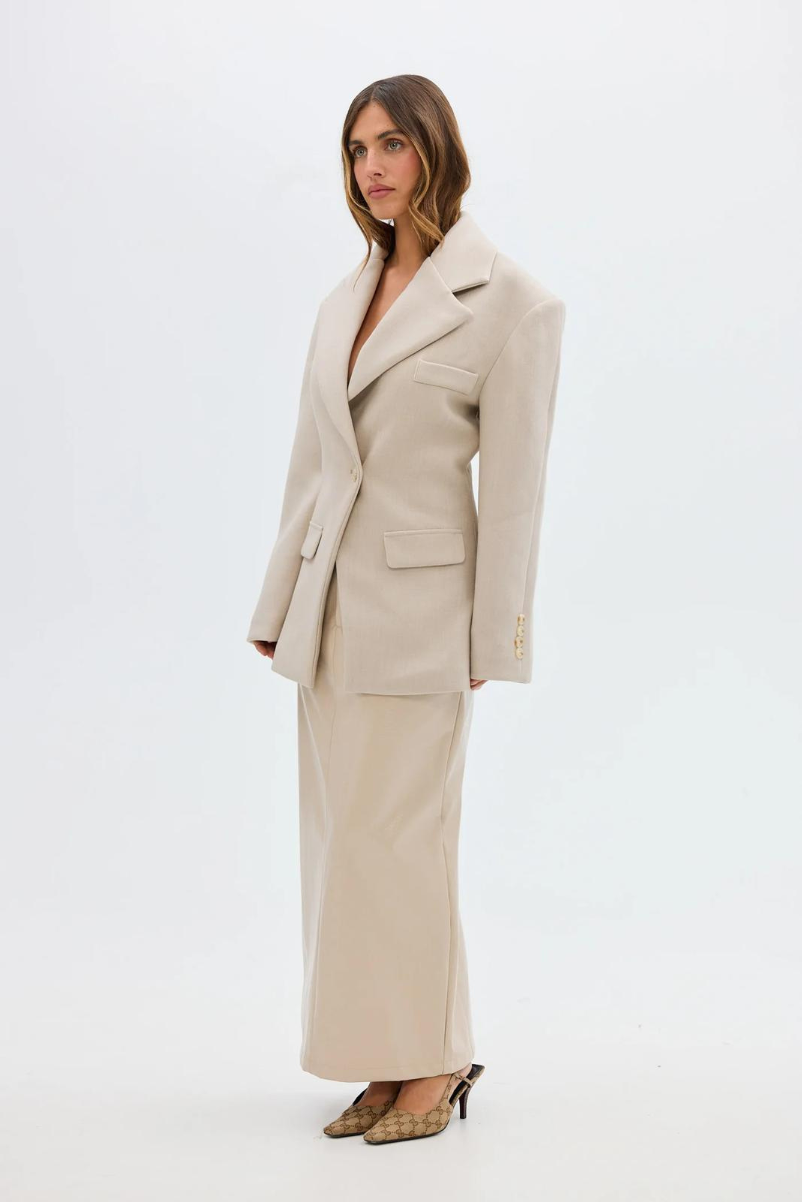 Cinched Blazer - Dove Grey