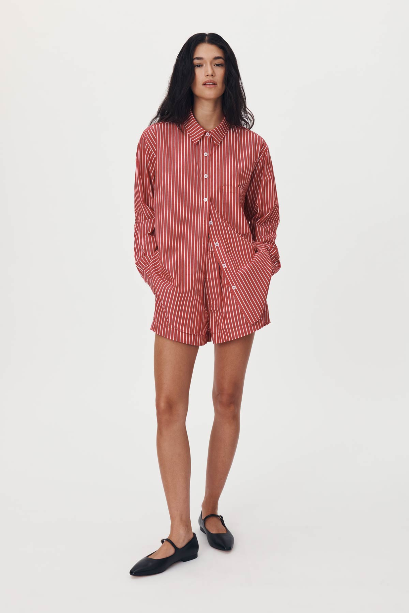 Ramona Stripe Long Sleeve Shirt - Red