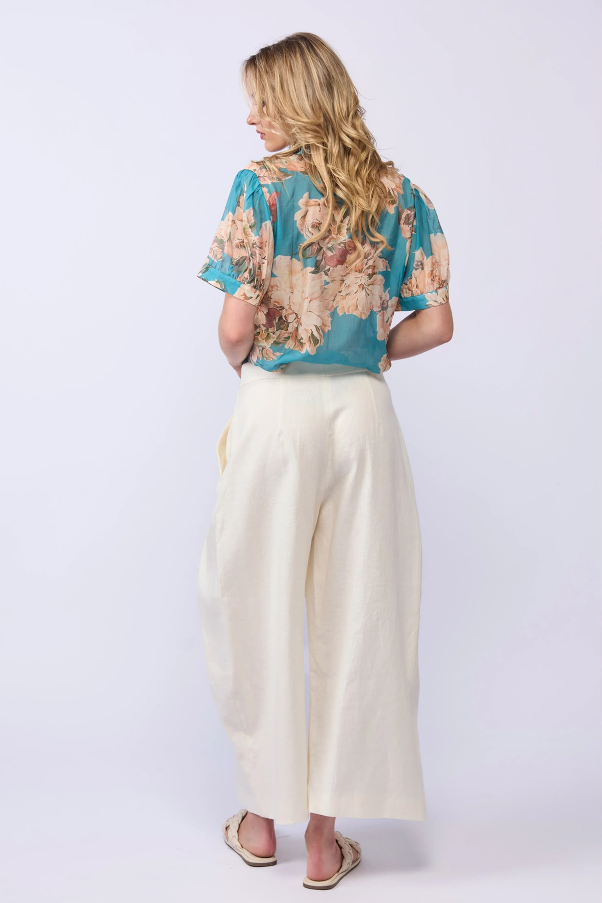 Wish Blouse - Aqua Bloom
