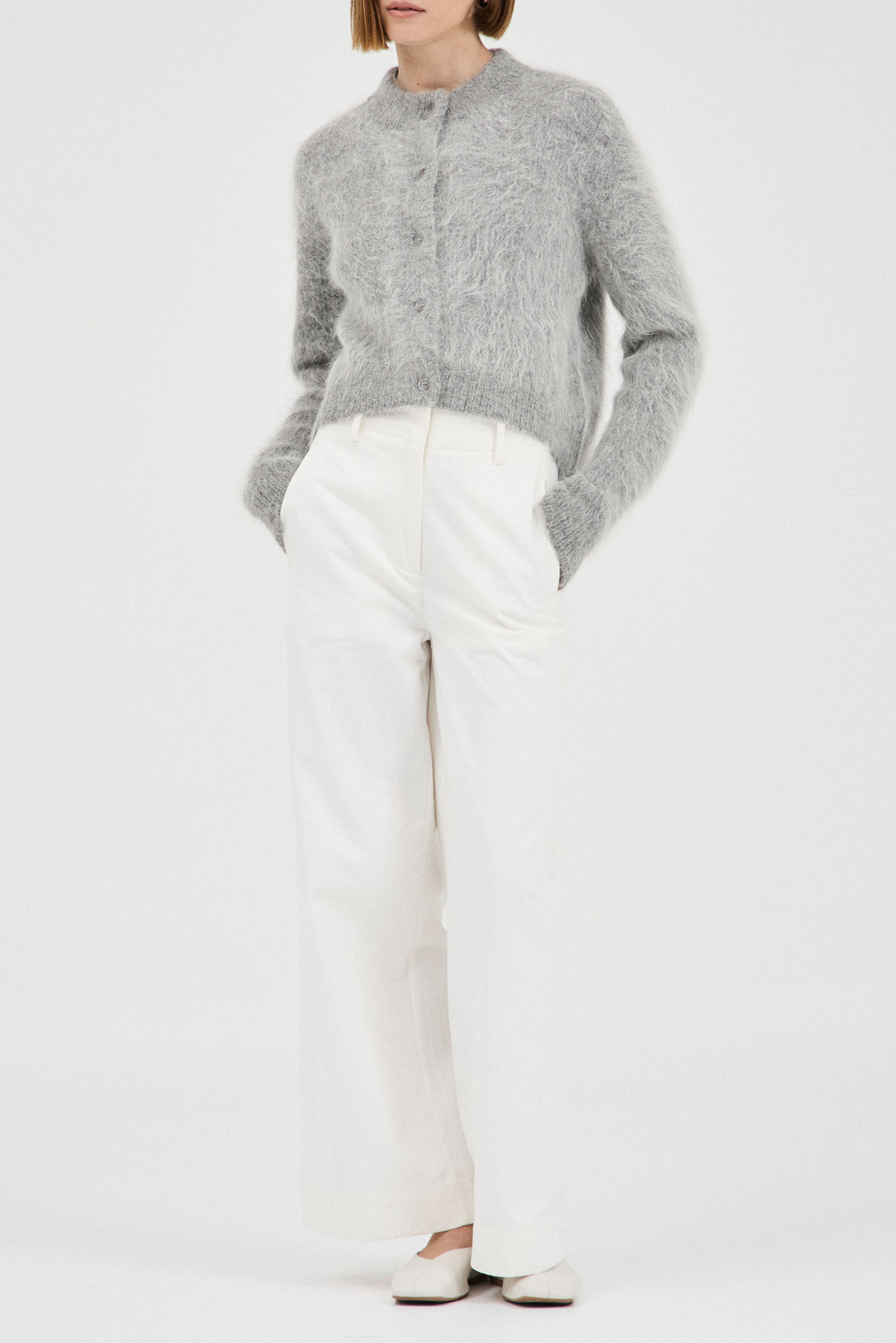 Beaujolais Fluffy Cardigan - Grey