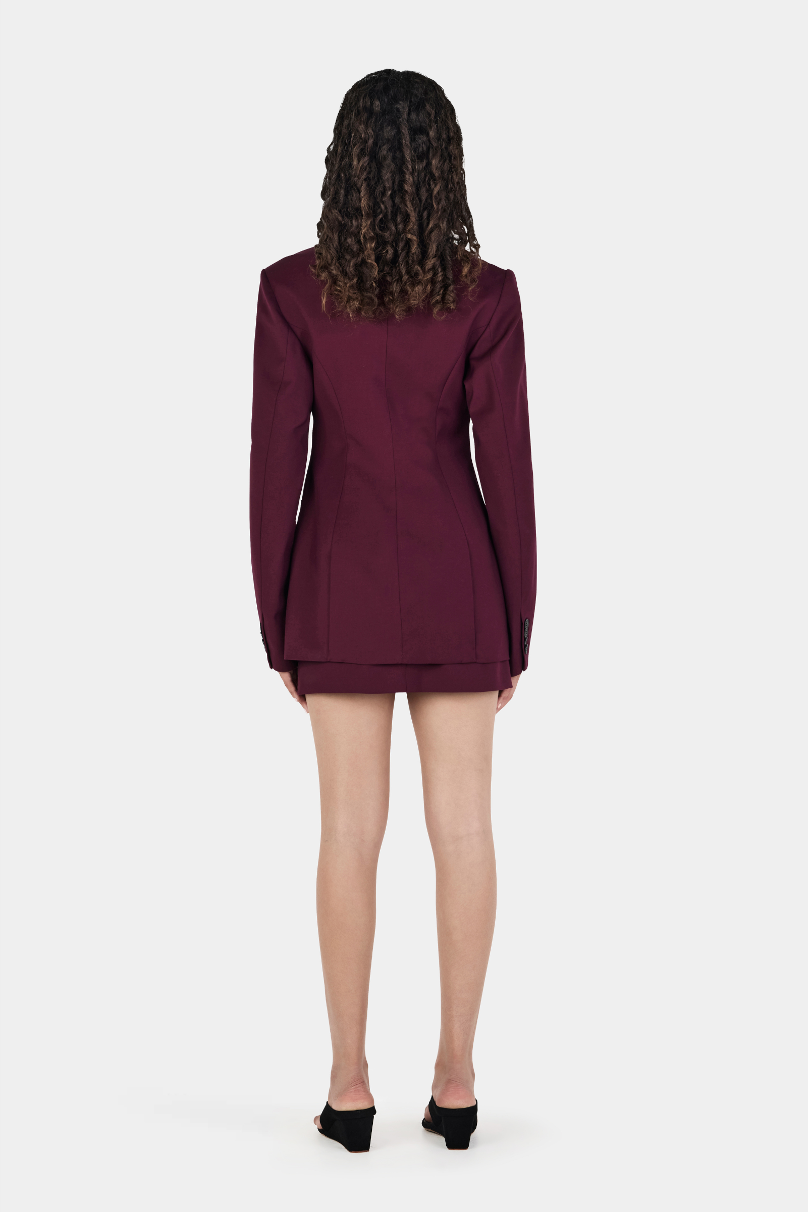 Maxine Collarless Blazer - Maroon