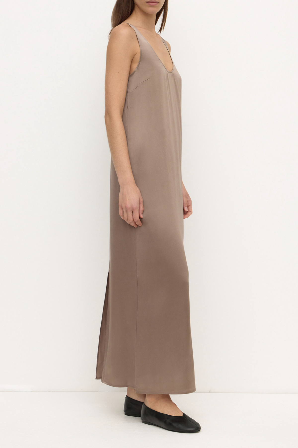Pippa Silk Tank Dress - Dark Sand