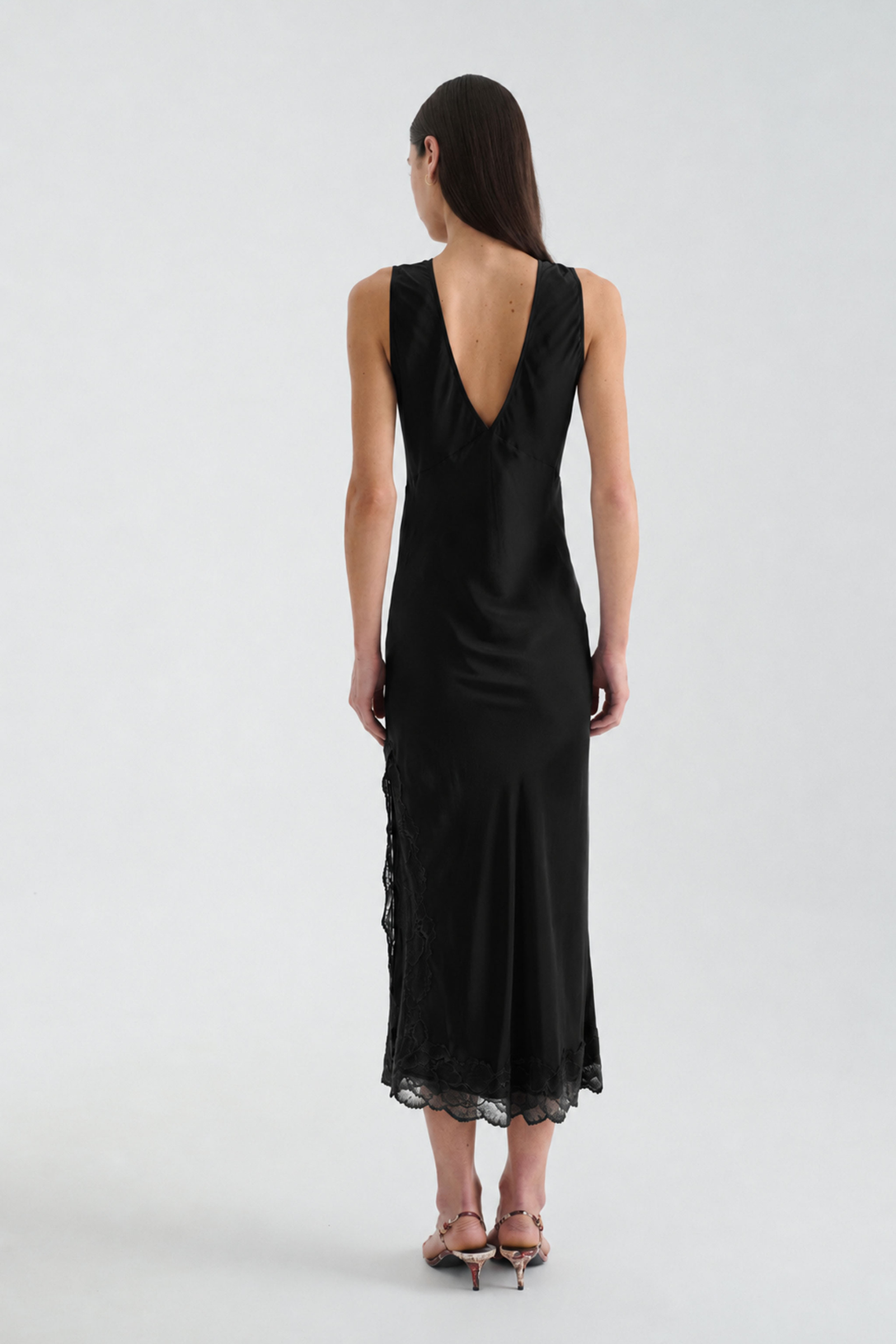Annie Silk Midi Dress - Black
