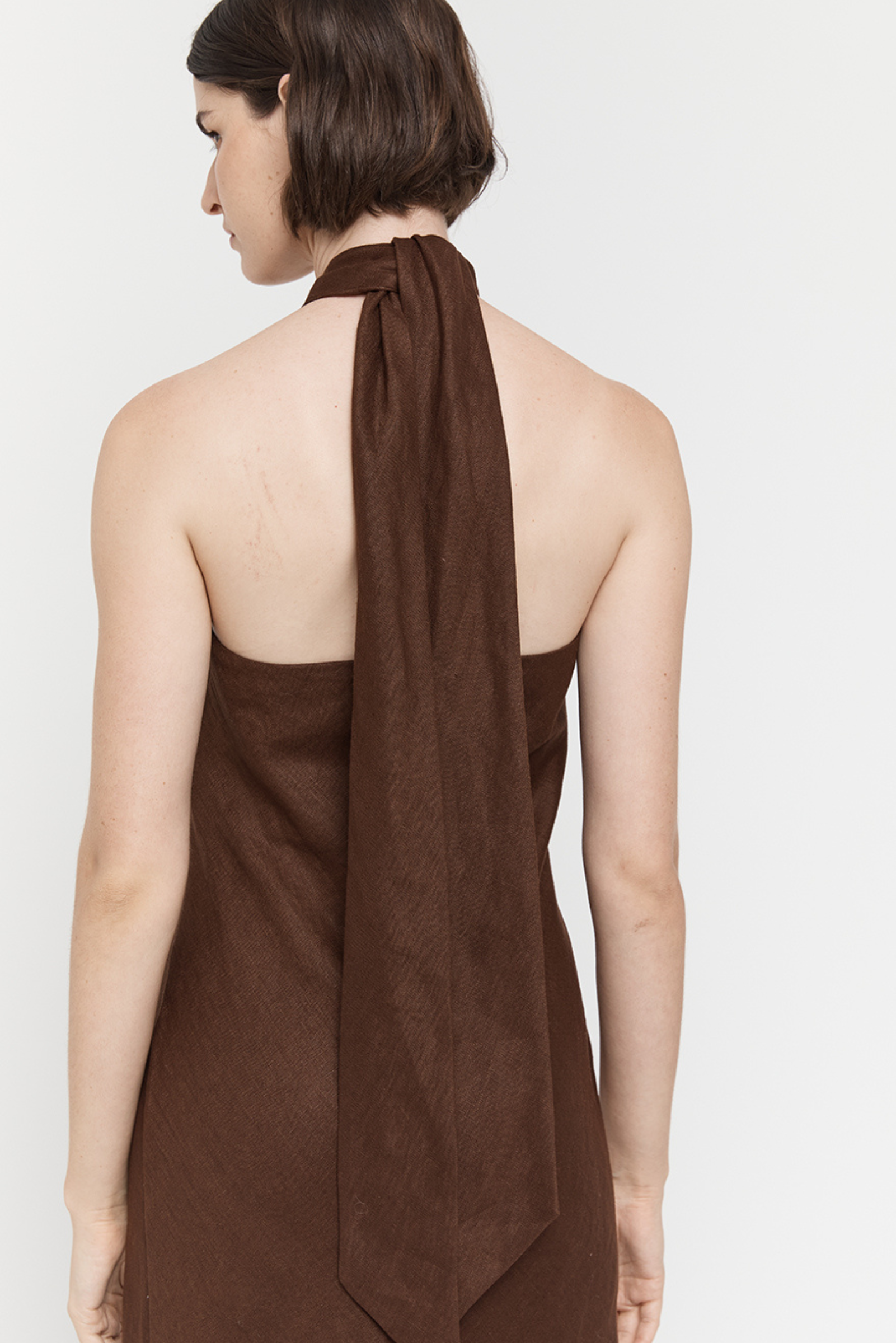 Cross Over/Halter Dress - Chocolate