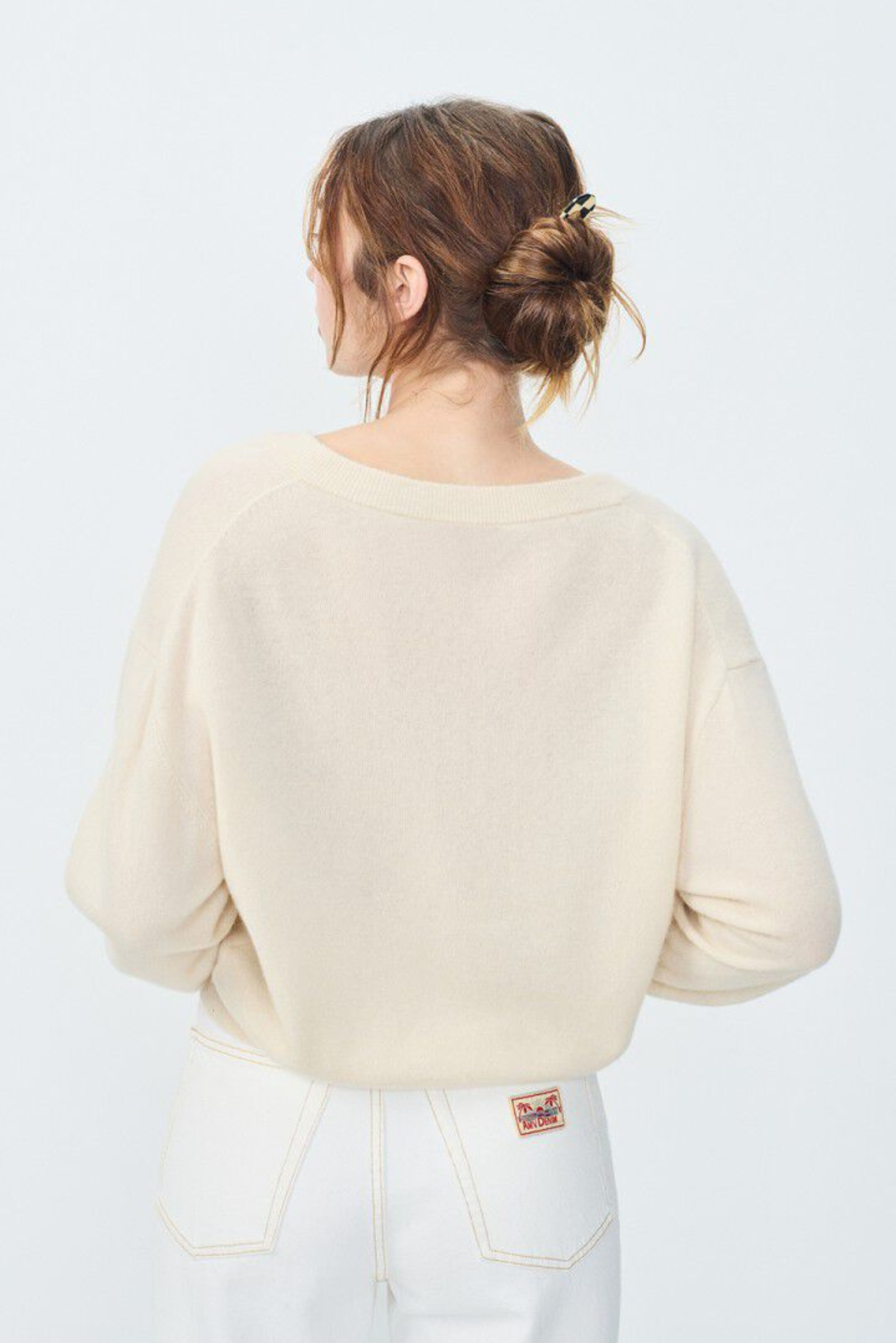 Raxow V Neck Jumper - Cream