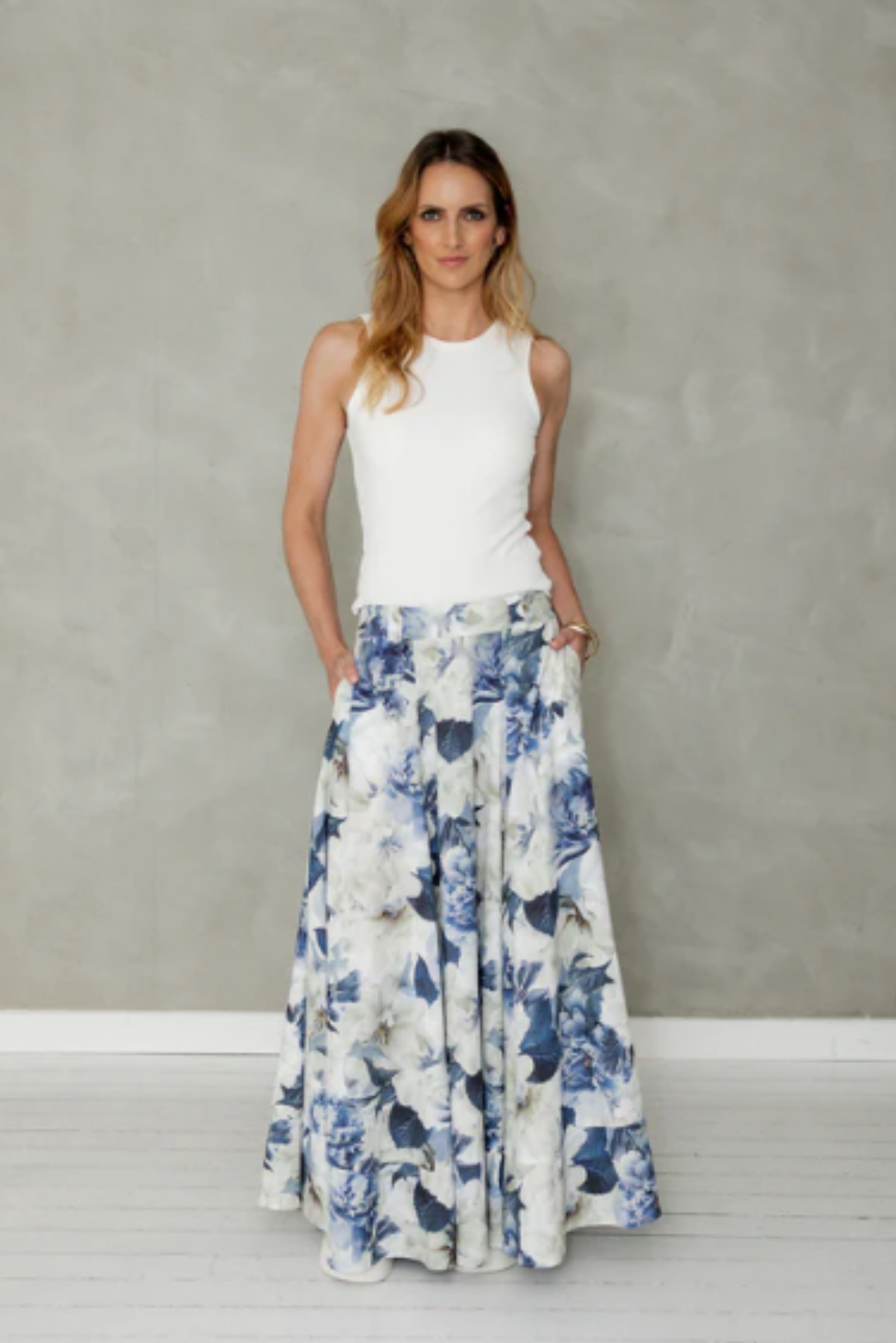 Never Be Maxi Skirt - Blue Floral