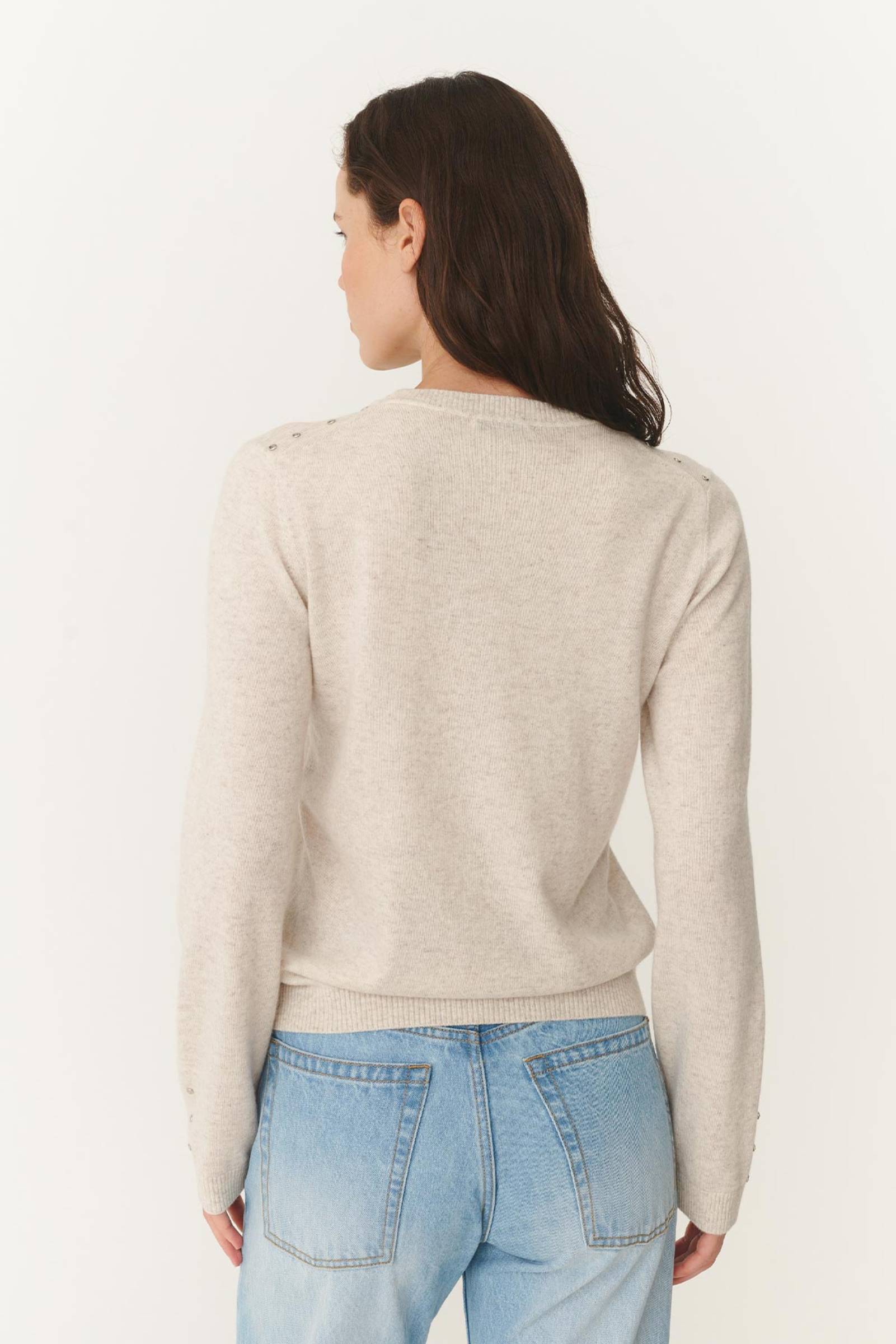 Emaline Stud Merino Knit - Oat Marle
