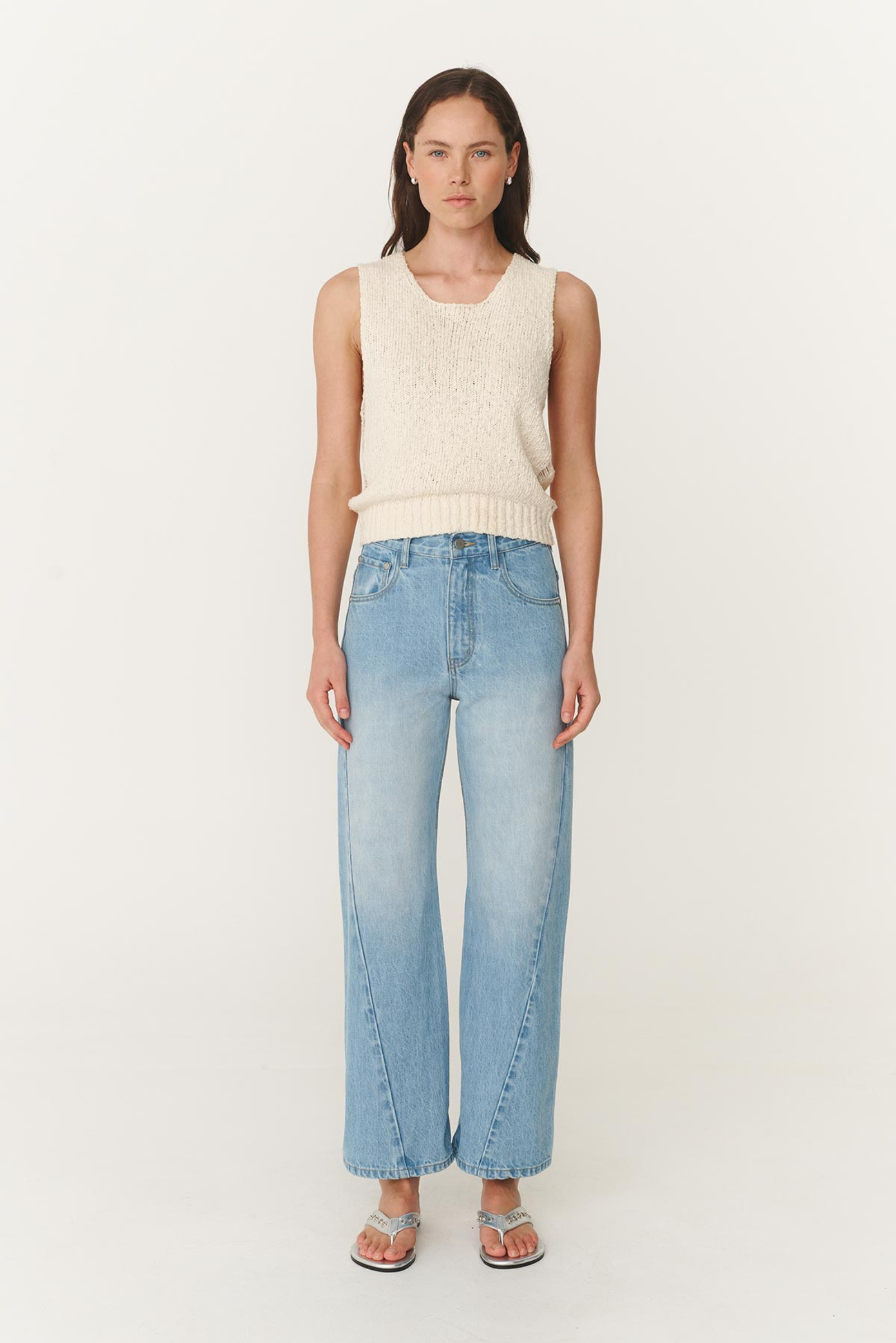 Percy Curved Seam Jeans - Faded Blue