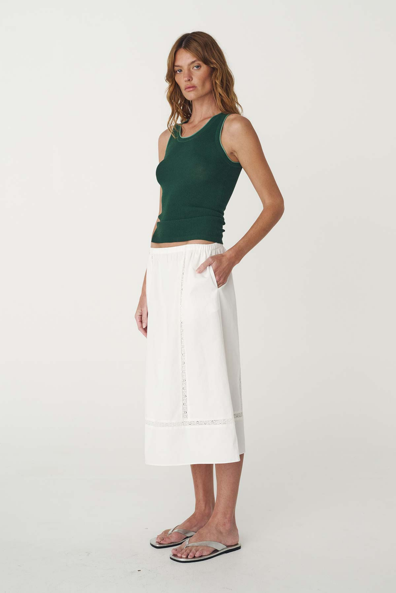 Suri Lace Midi Skirt - Bone