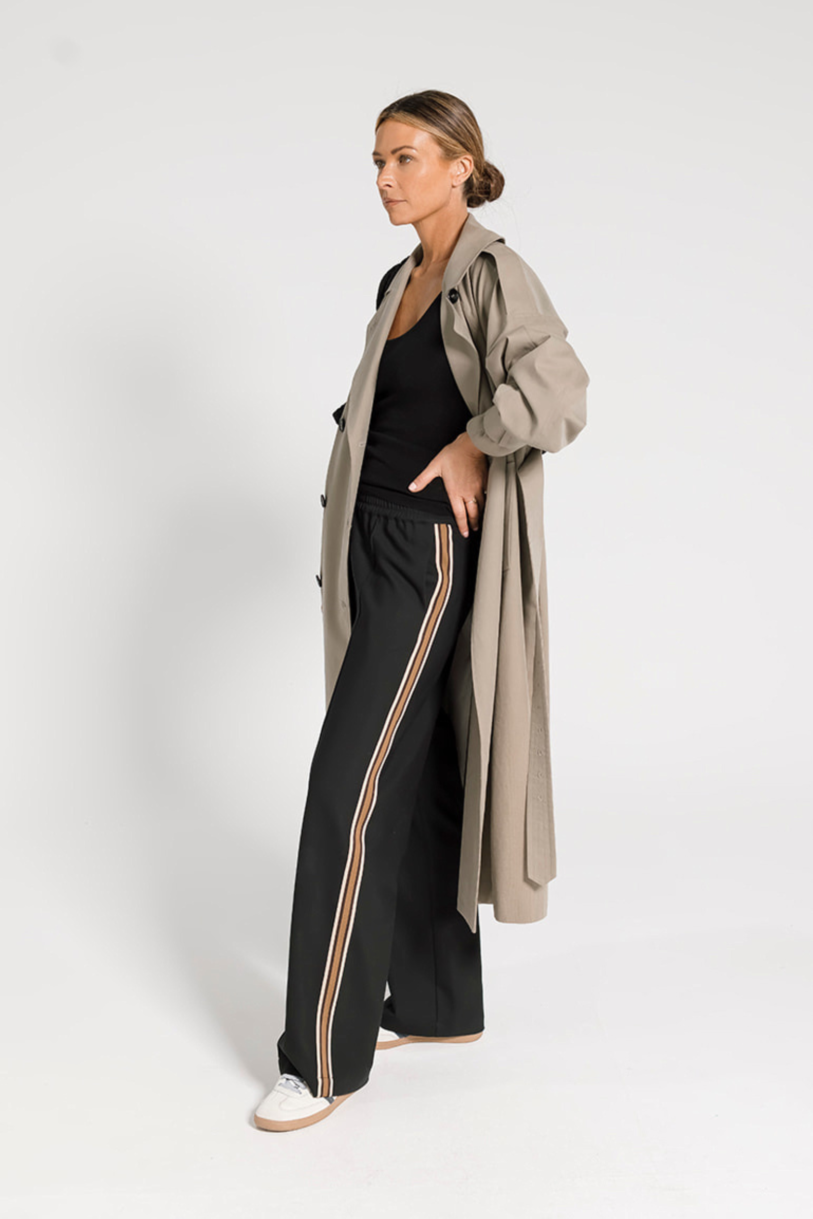 Riley Pants - Black & Coffee Stripe