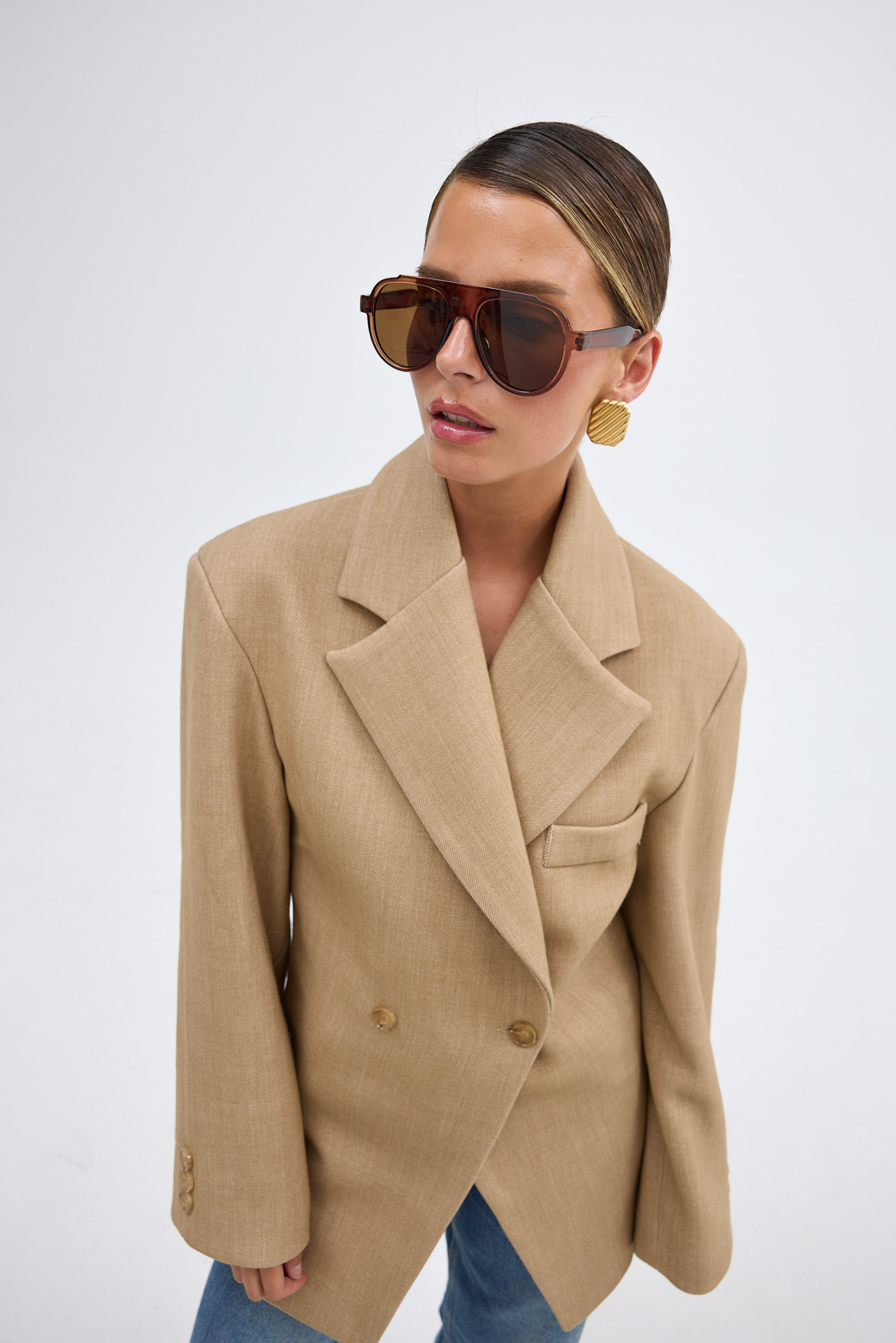 Cinched Blazer - Caramel