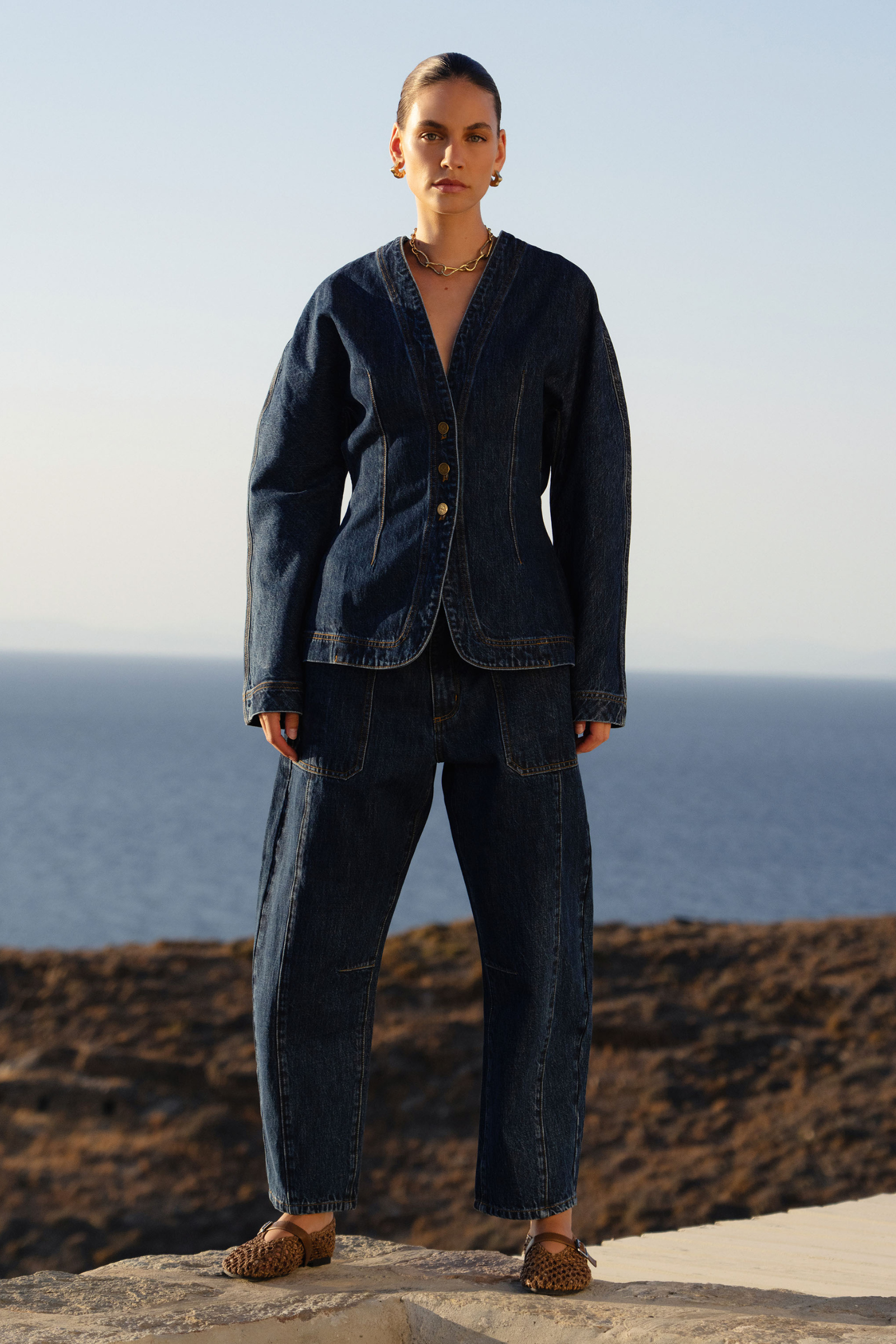 Jessica Cropped Barrel Jeans - Dark