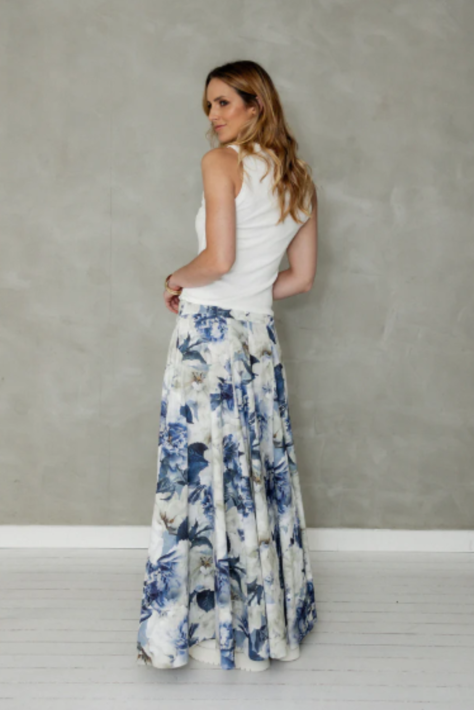 Never Be Maxi Skirt - Blue Floral