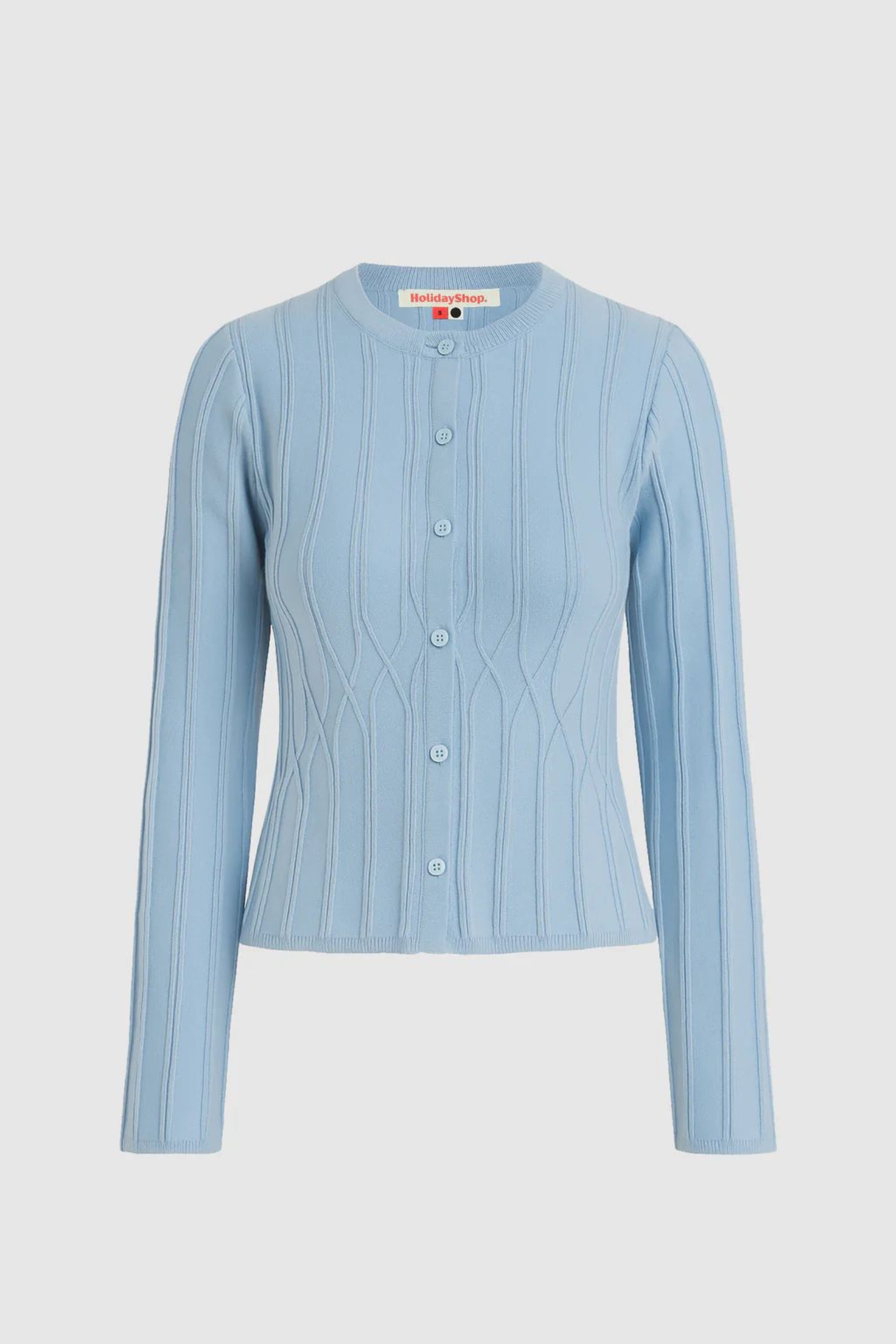 Button Ribbed Cardigan - Blue