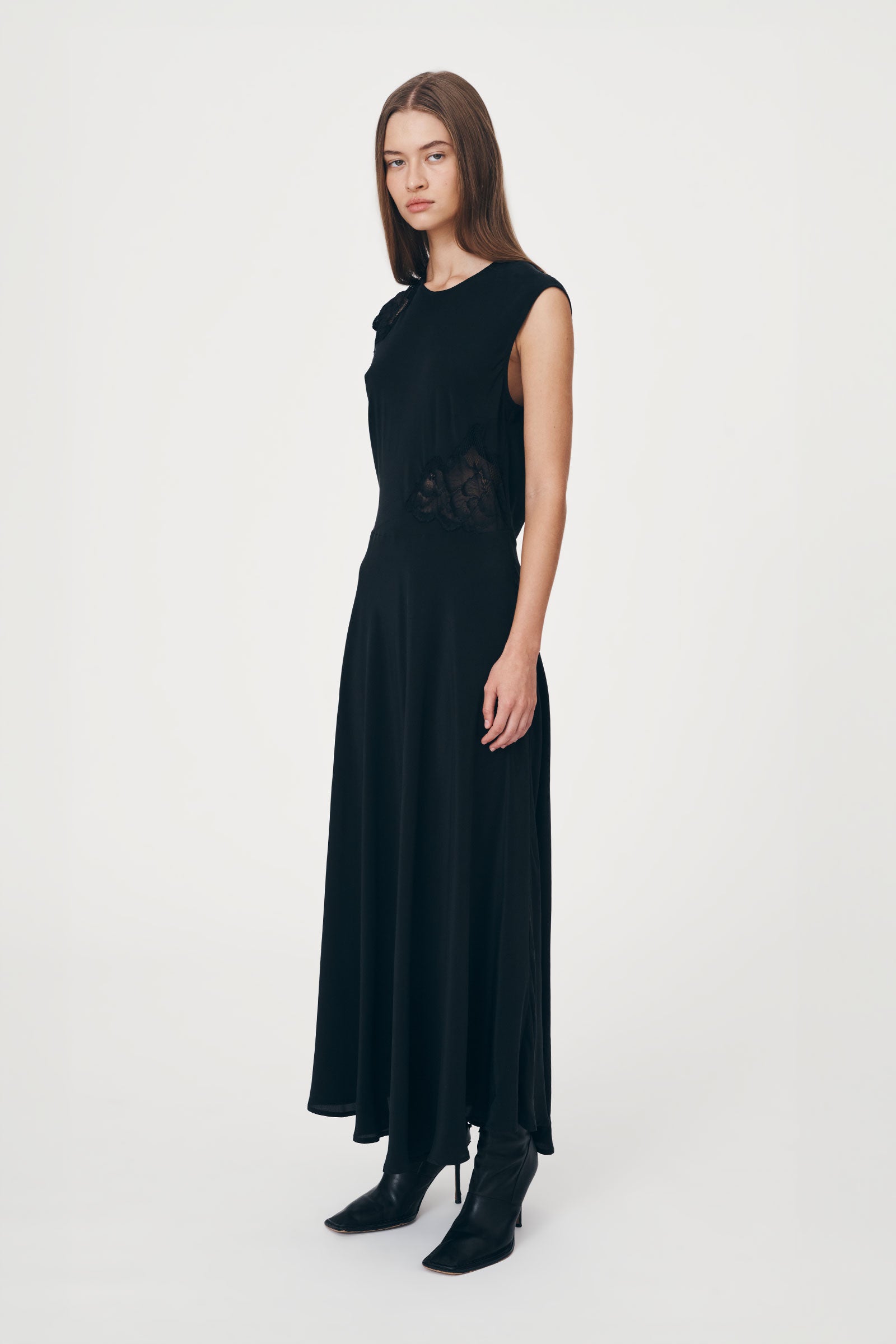 Lily Silk Lace Gown - Black