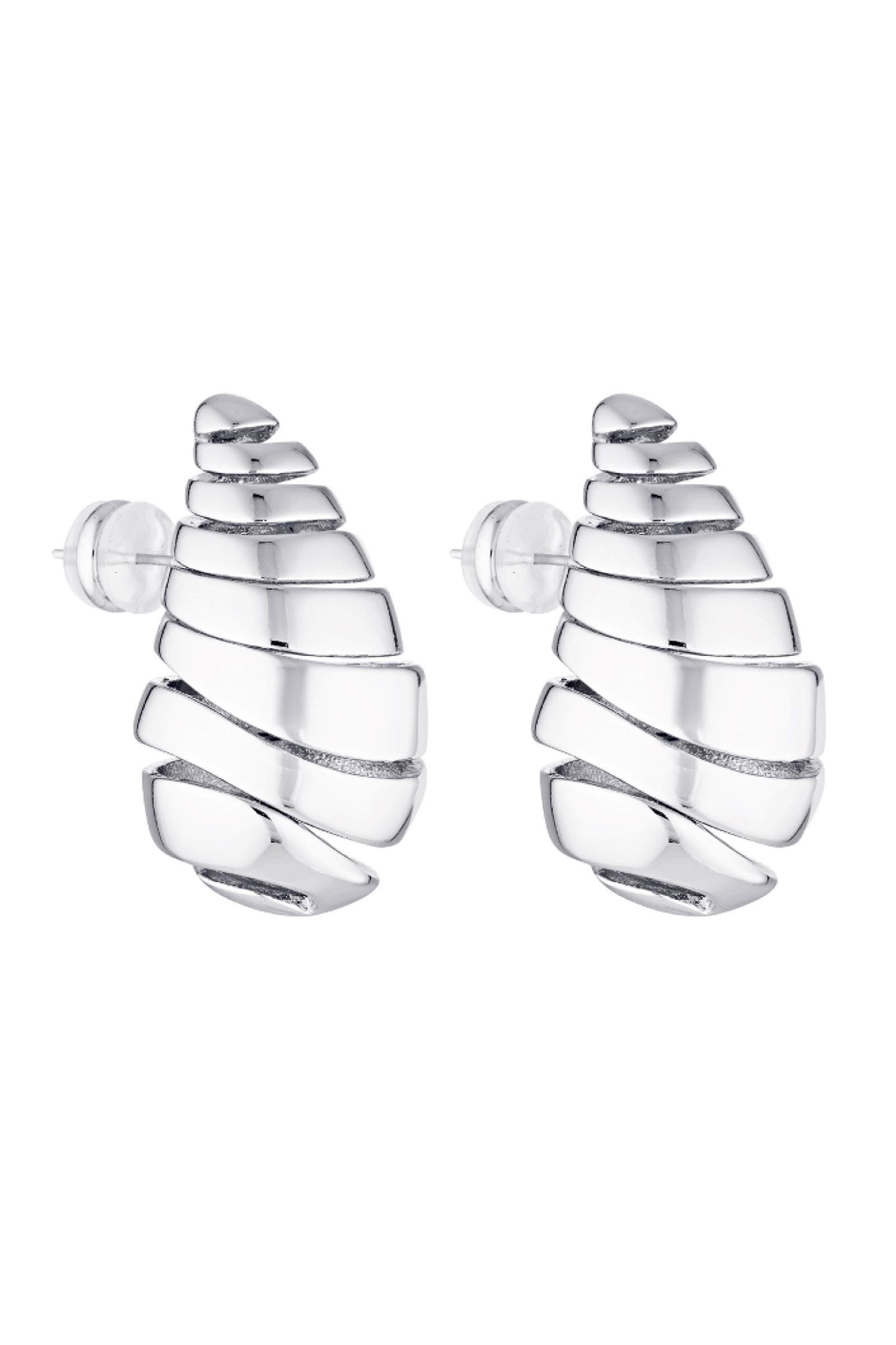 Blob Spiral Earrings - Silver