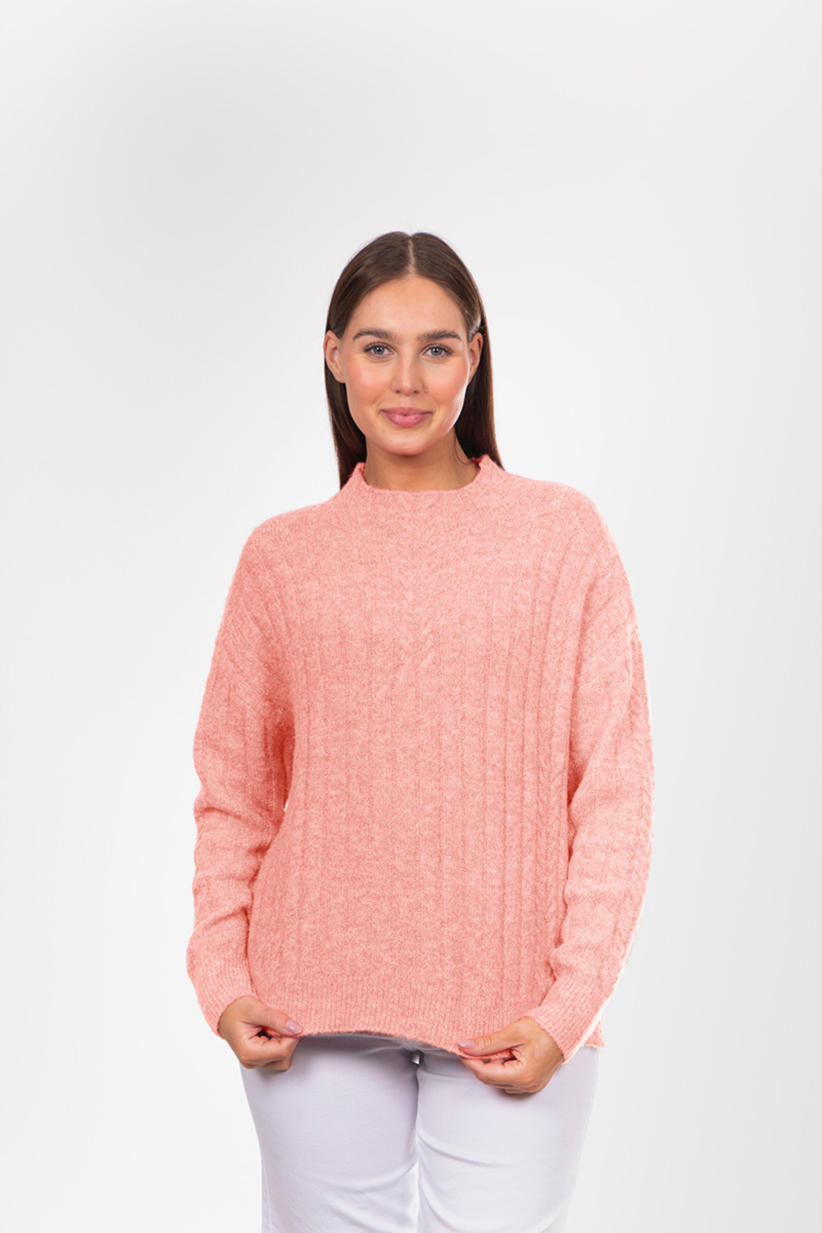 Fields Funnel Neck Cable Jumper - Blossom