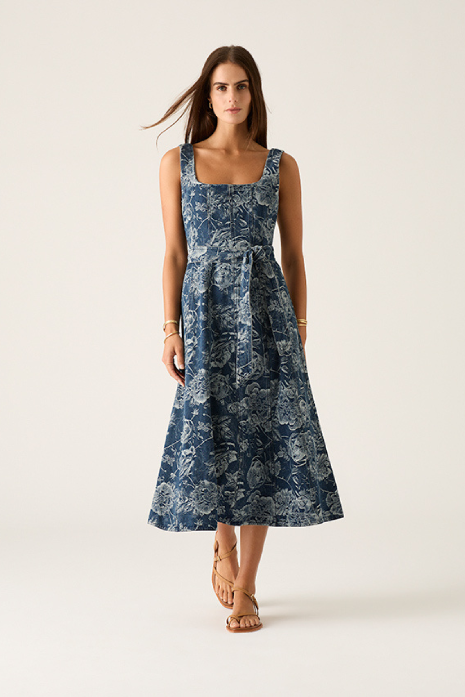 Tatiana Print Denim Midi Dress