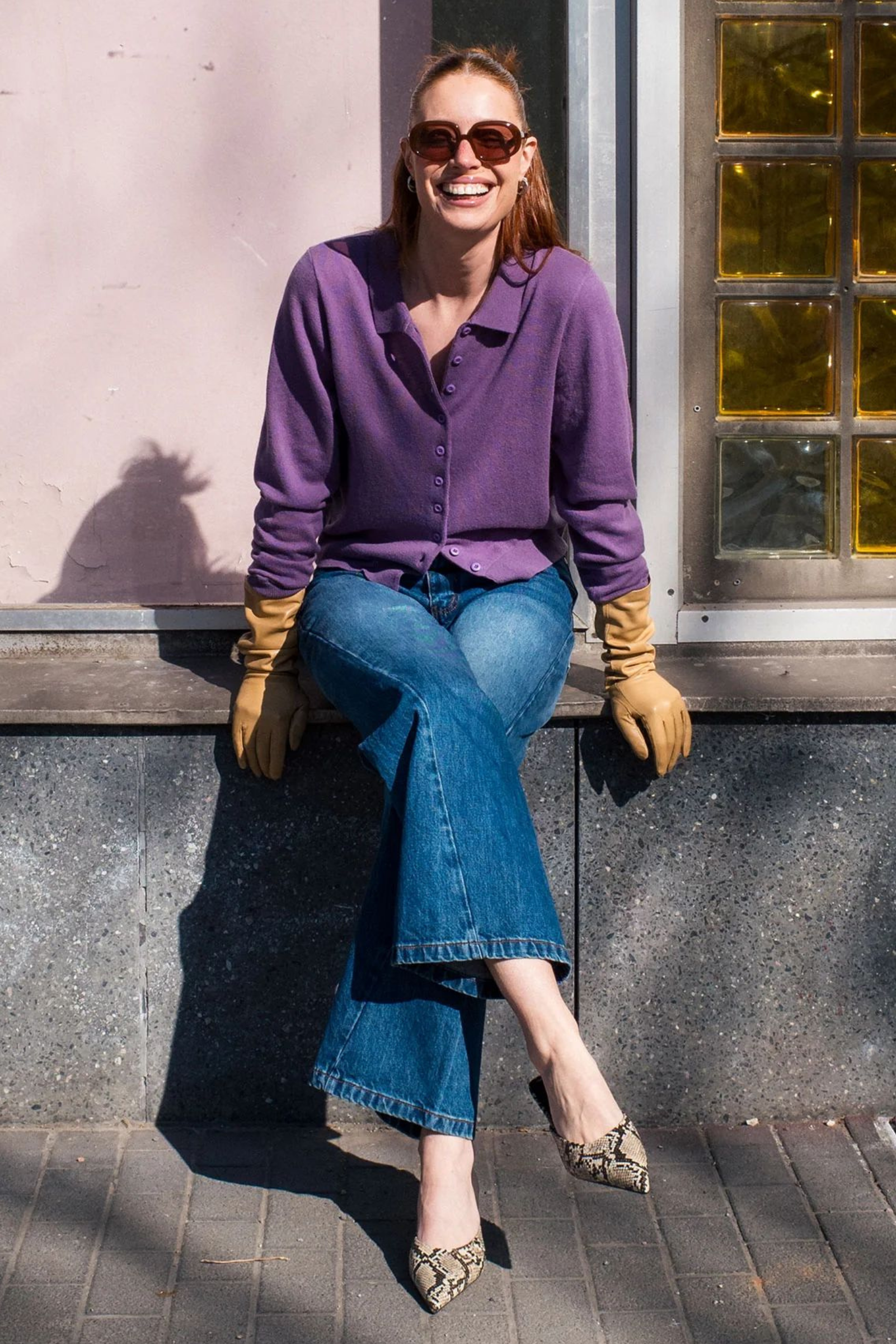 Celia Merino Knit Cardigan - Grape